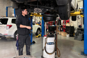 Autofix mechanic working underneath a car at Autofix Service Centre in Adelaide